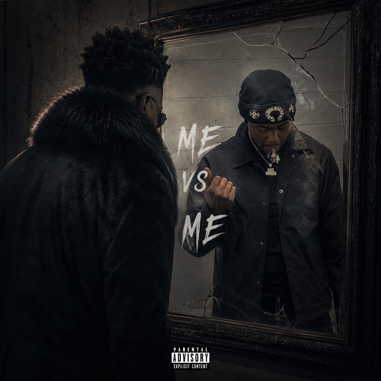 Kid Kash facing his reflection in the artist-supplied Me vs Me artwork